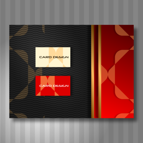 bundle 5 luxury black and red business card mock-ups cover image.