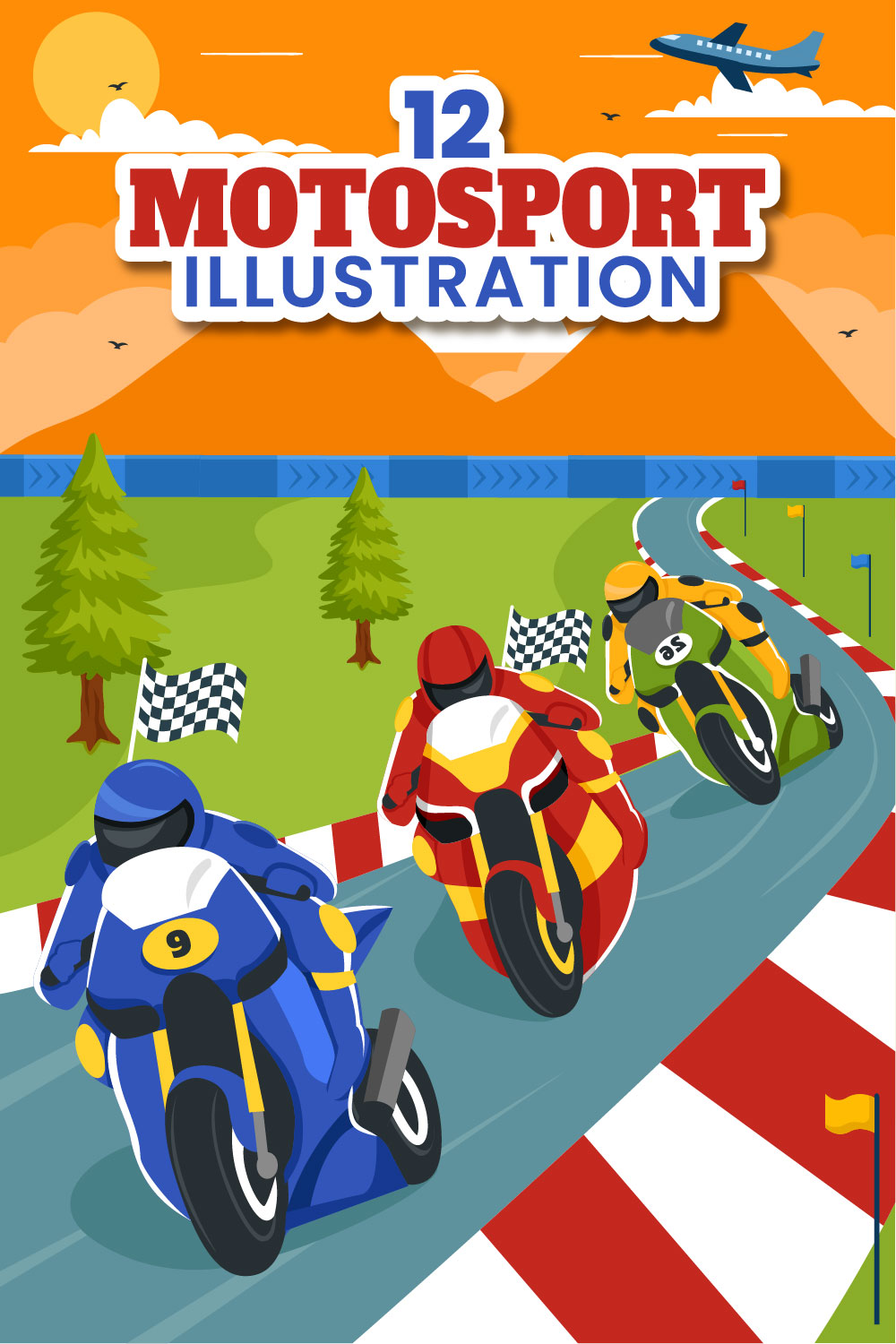 12 Racing Motosport Illustration pinterest preview image.