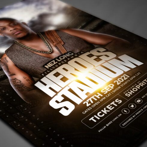 music event flyer template PSD cover image.
