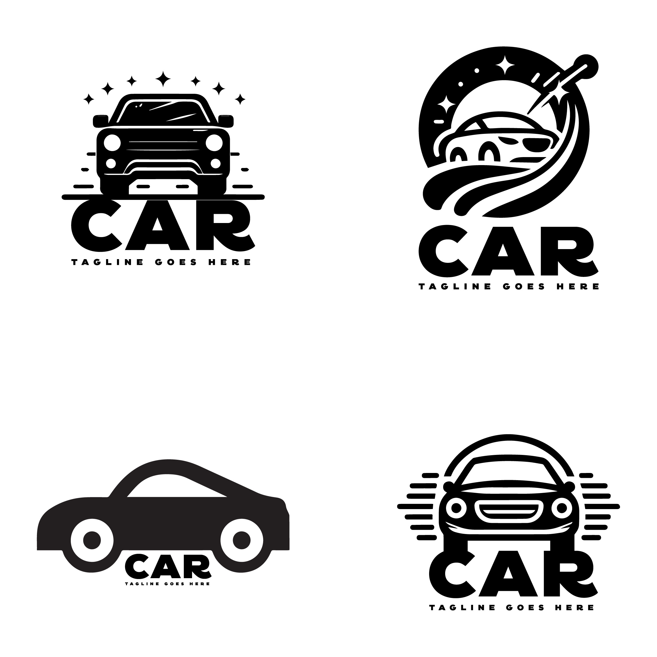 car minimal logo design template preview image.