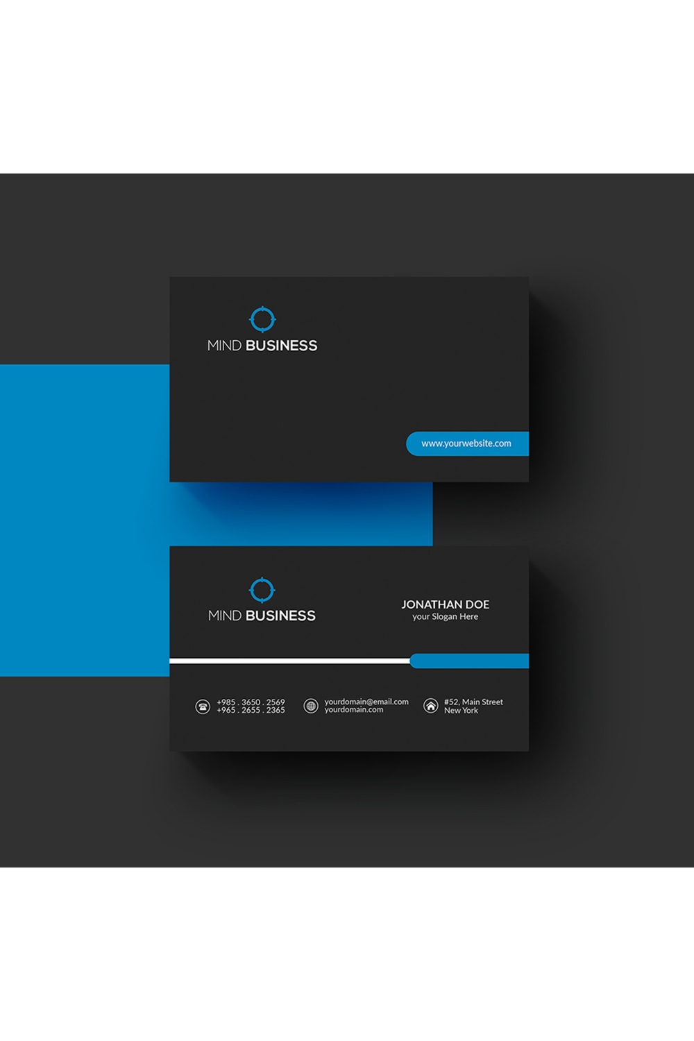 Two-faced template for business card pinterest preview image.