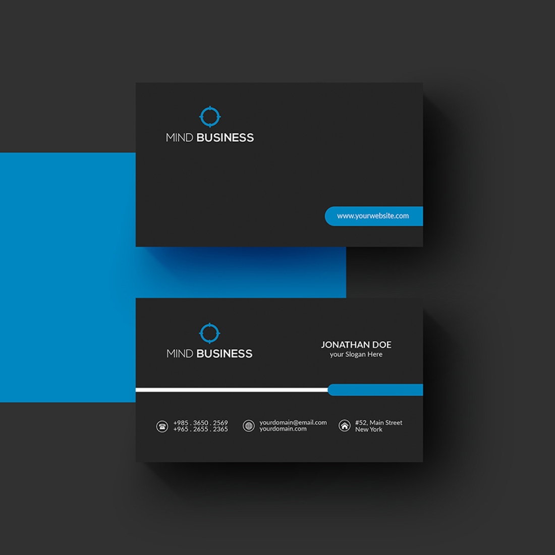 Two-faced template for business card preview image.