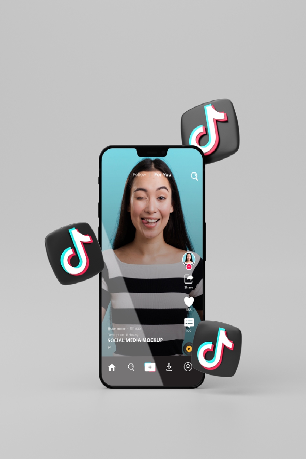Social media phone mockup design pinterest preview image.