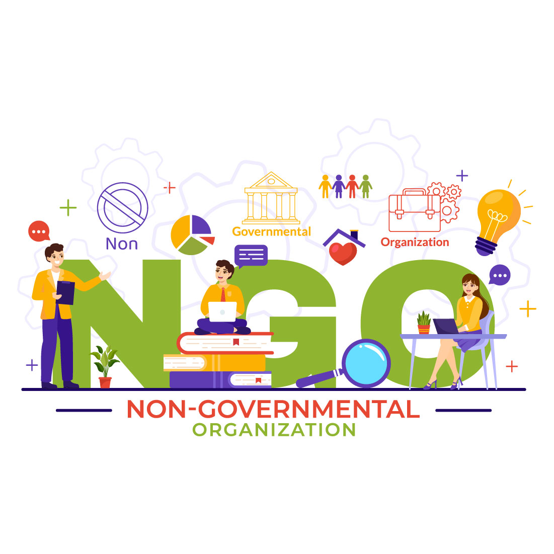 12 NGO or Non Governmental Organization Illustration preview image.