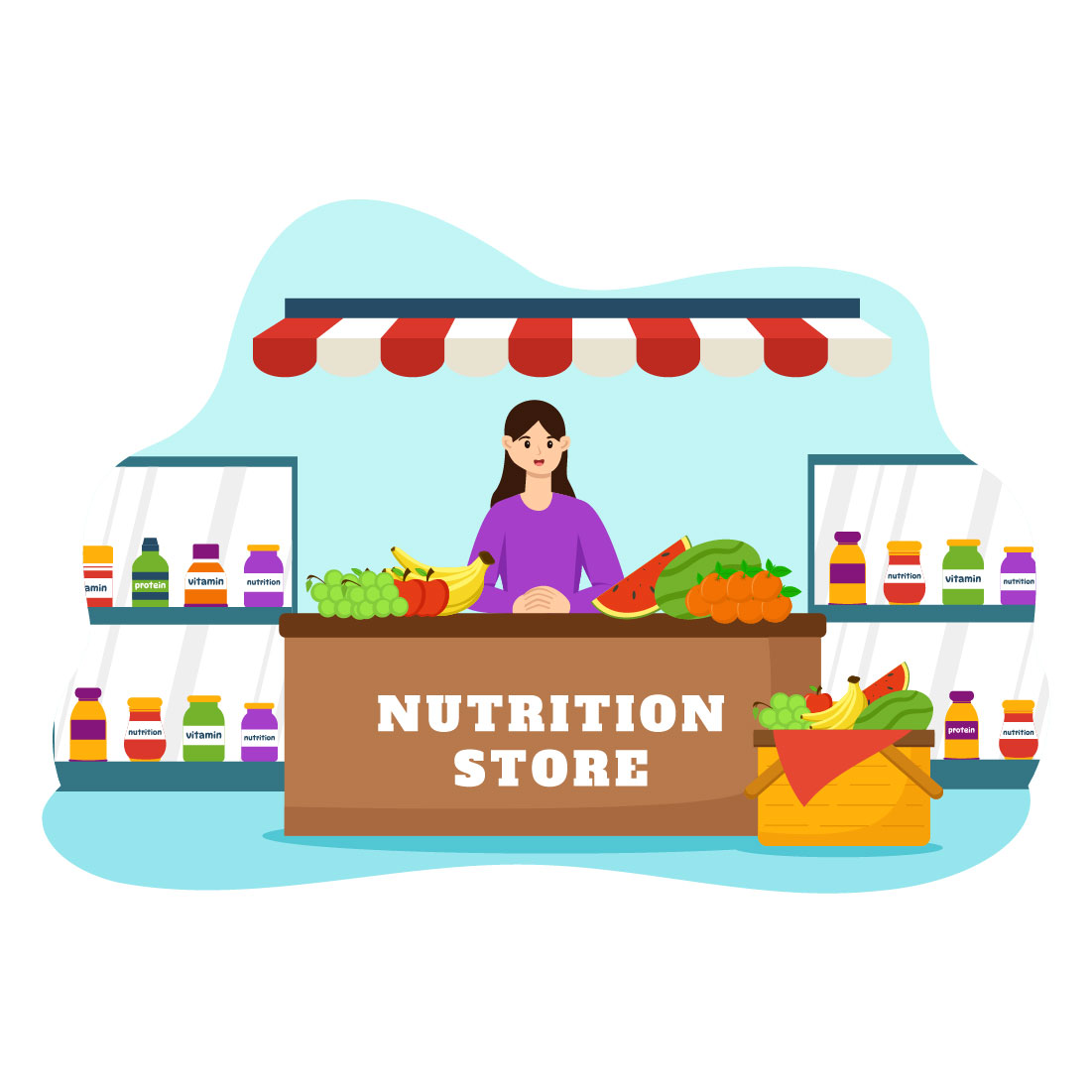 10 Nutrition Store Illustration preview image.