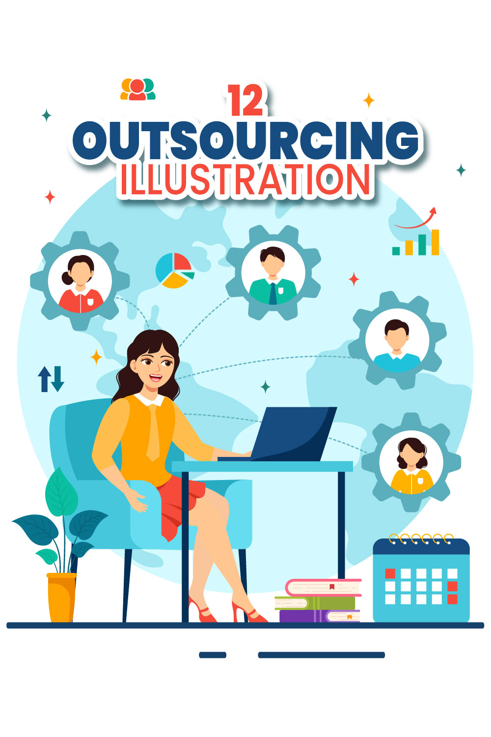 12 Outsourcing Business Illustration pinterest preview image.