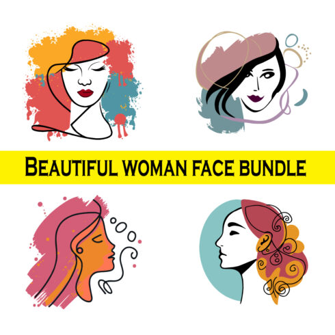 Beautiful woman face Hand drawn vector illustration Line art cover image.