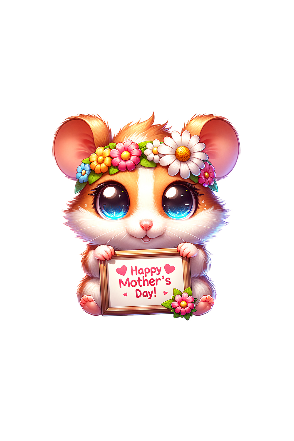 Mother's Day Animal Clipart | Cute Hamster with frame clipart | PNG pinterest preview image.