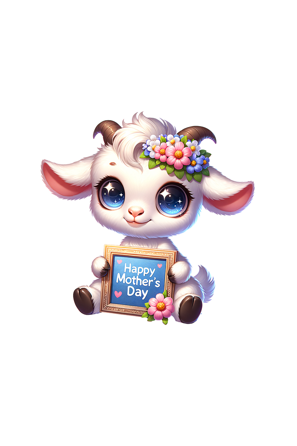 Mother's Day Animal Clipart | Cute Goat with frame clipart | PNG pinterest preview image.