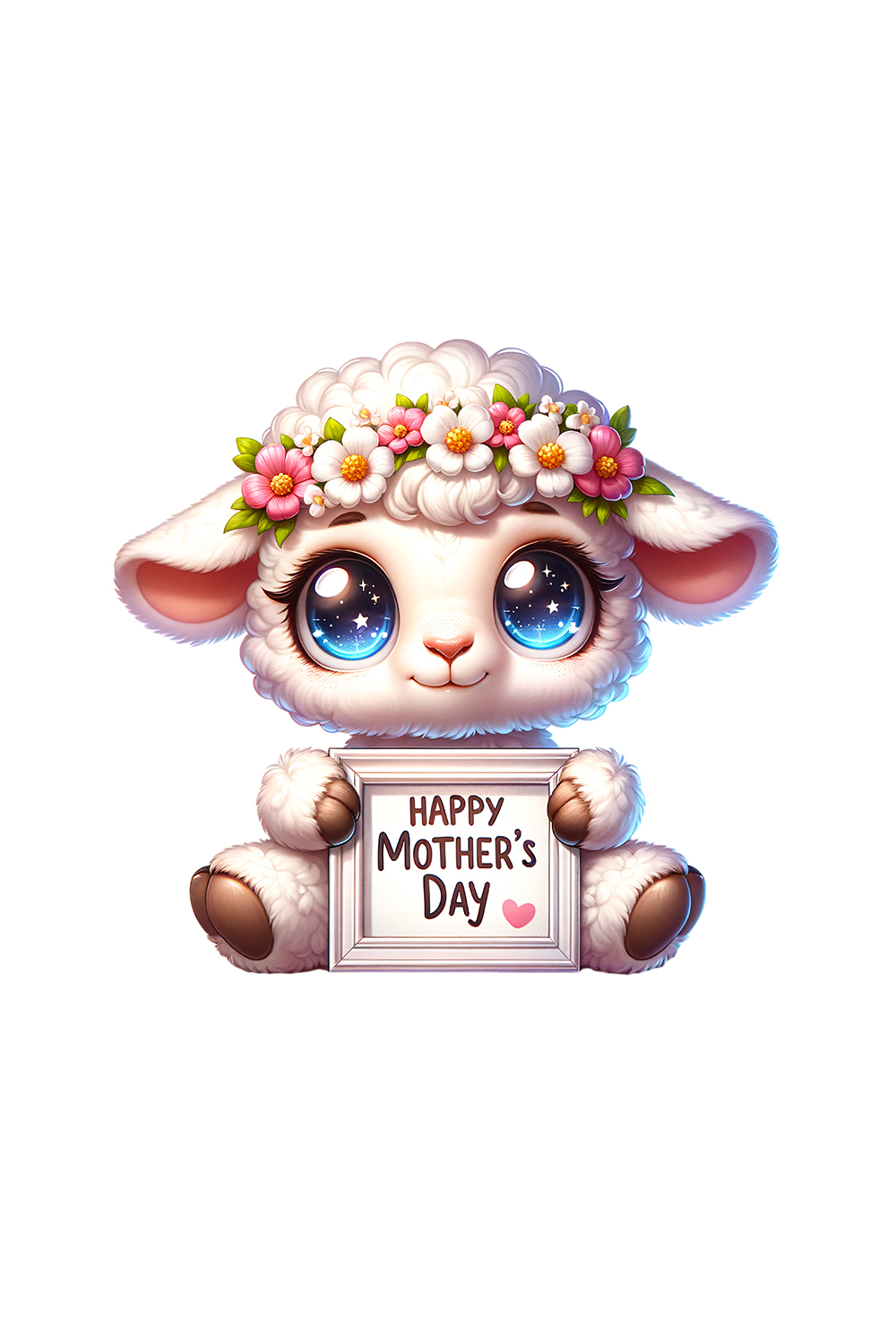 Mother's Day Animal Clipart | Cute Lamb with frame clipart | PNG pinterest preview image.