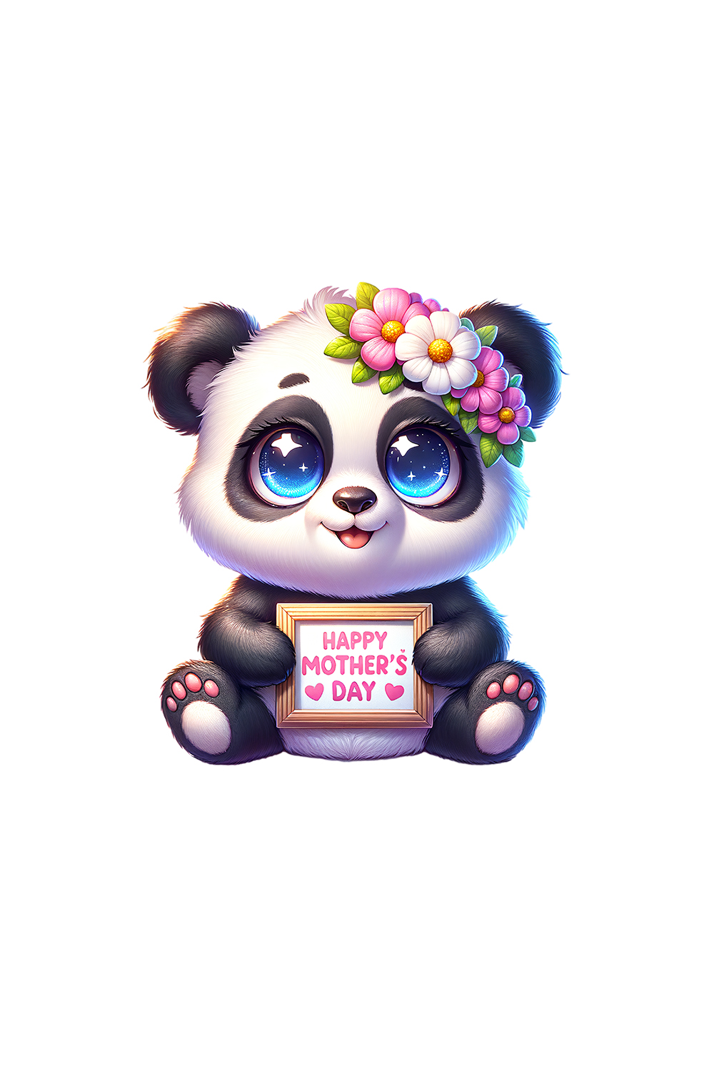 Mother's Day Animal Clipart | Cute Panda with frame clipart | PNG pinterest preview image.