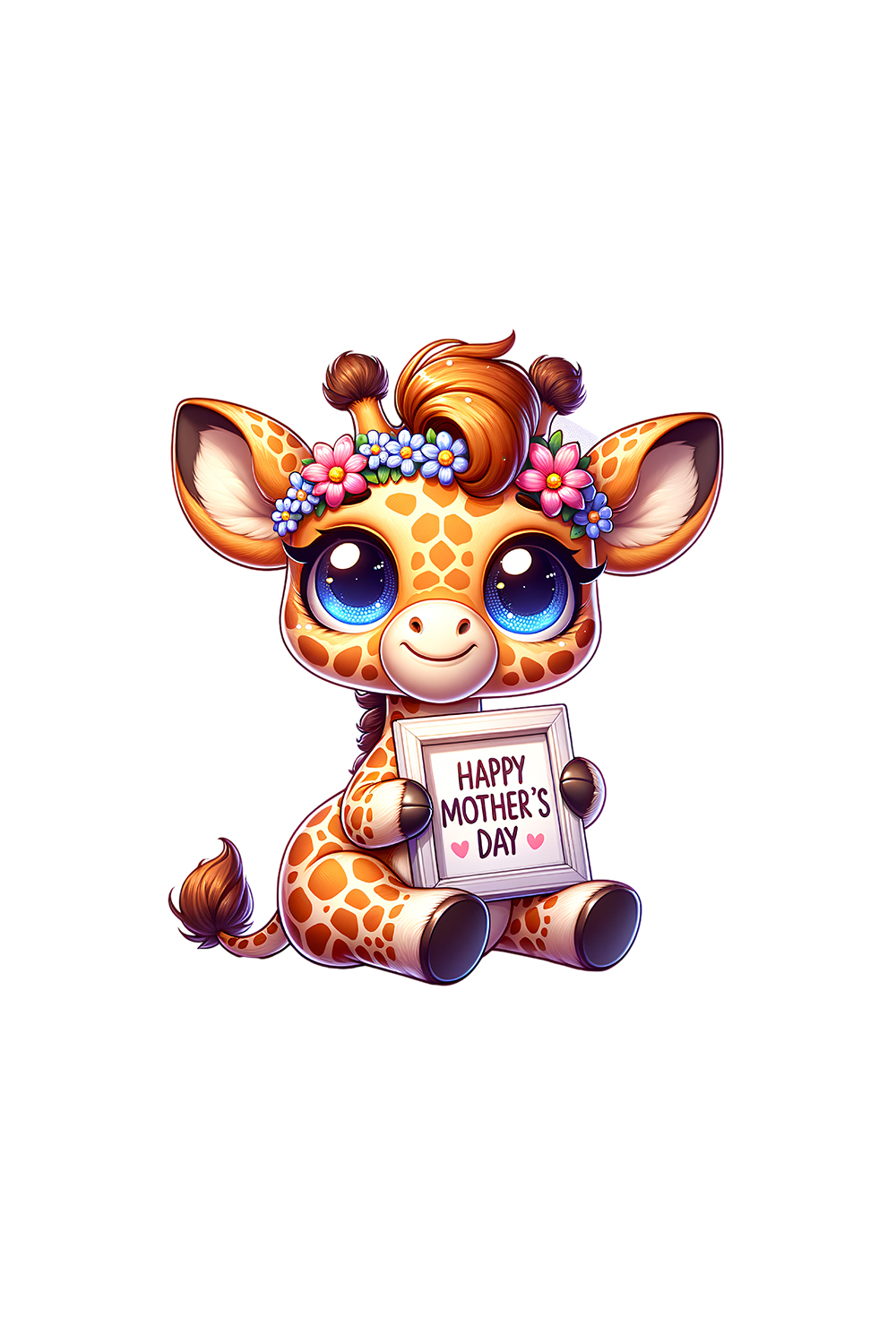 Mother's Day Animal Clipart | Cute Giraffe with frame clipart | PNG pinterest preview image.