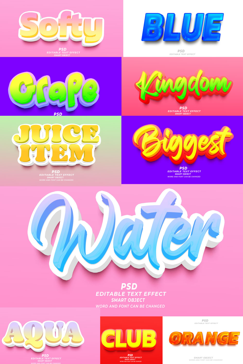 Best PSD bundle 3D editable text effect pinterest preview image.