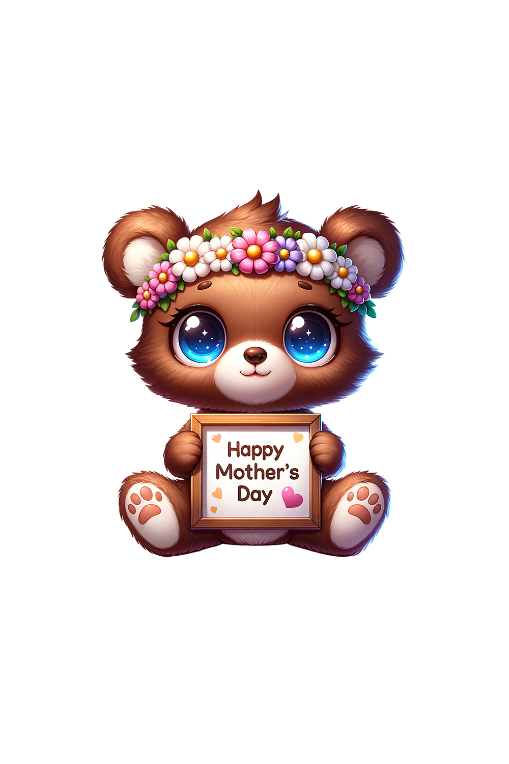 Mother's Day Animal Clipart | Cute Bear with frame clipart | PNG pinterest preview image.
