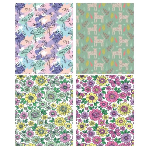 COLORFUL TRENDY FLORAL SEAMLESS PATTERN IN EDITABLE VECTOR FILE cover image.