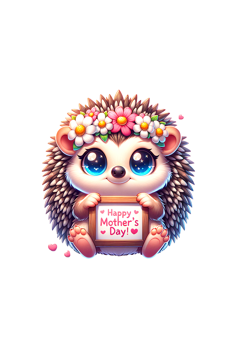 Mother's Day Animal Clipart | Cute Hedgehog with frame clipart | PNG pinterest preview image.