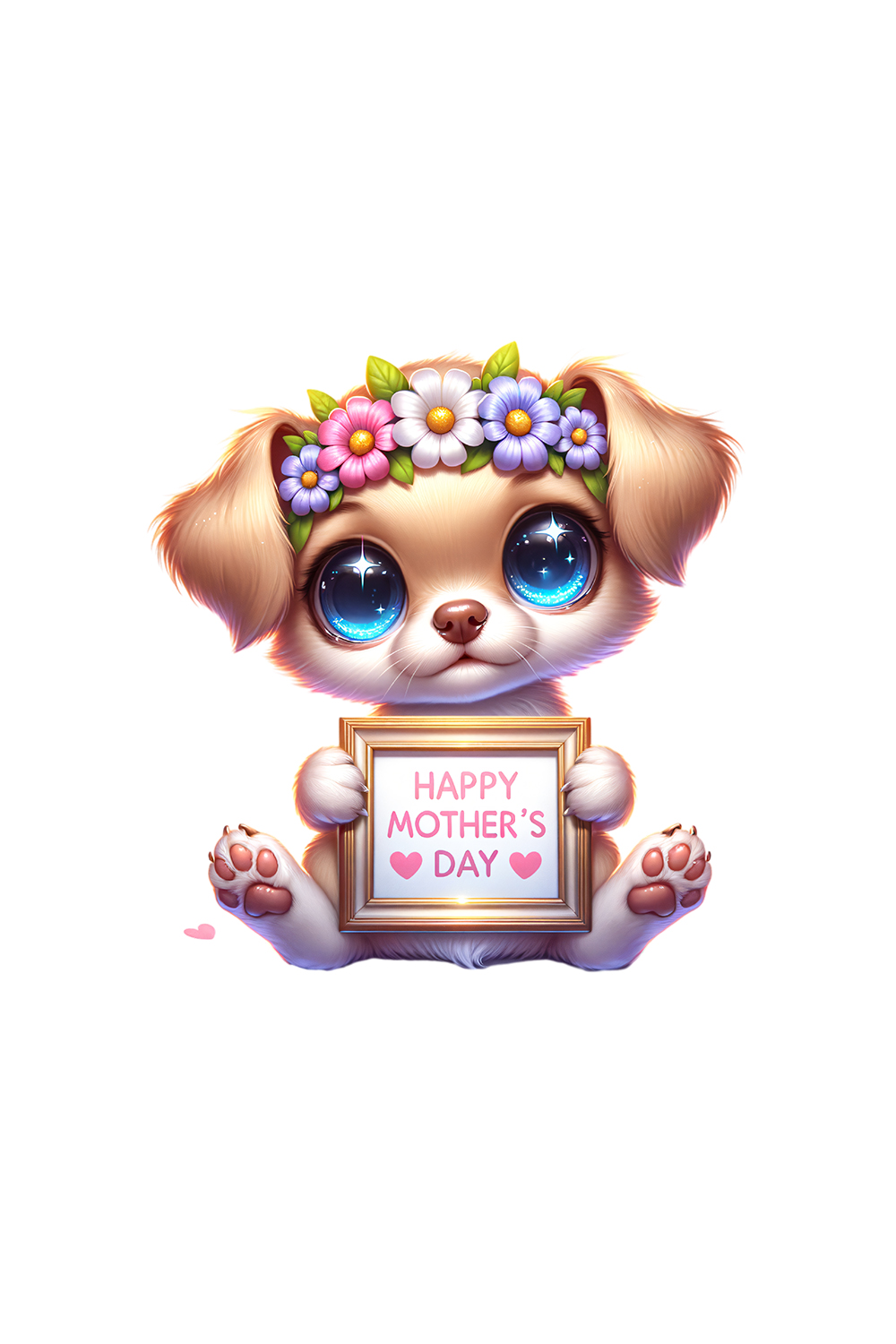 Mother's Day Animal Clipart | Cute Dog with frame clipart | PNG pinterest preview image.