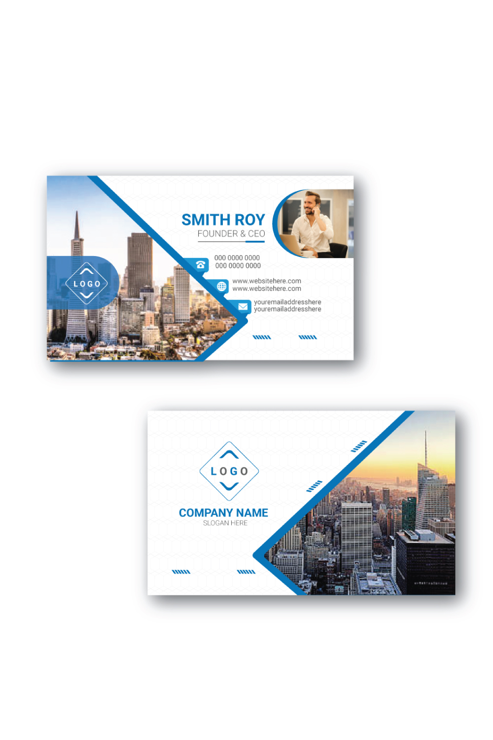 Corporate and Modern Business Card Template pinterest preview image.
