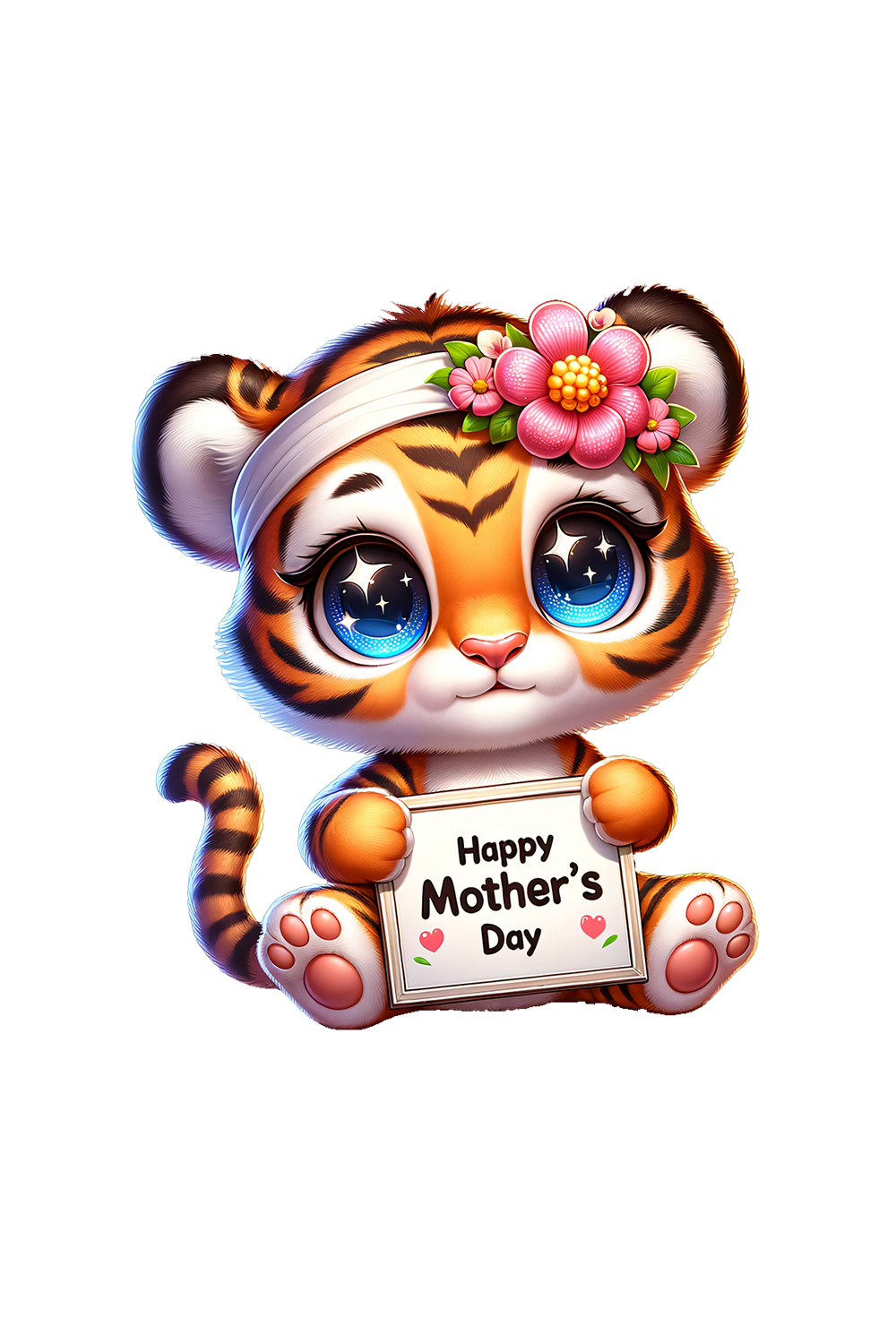 Mother's Day Animal Clipart | Cute Tiger with frame clipart | PNG pinterest preview image.