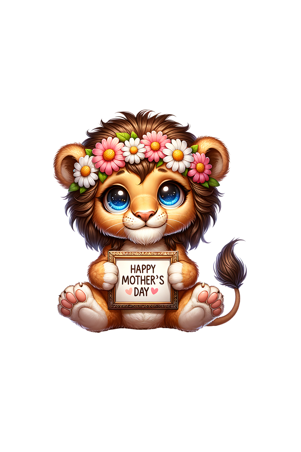 Mother's Day Animal Clipart | Cute Lion with frame clipart | PNG pinterest preview image.