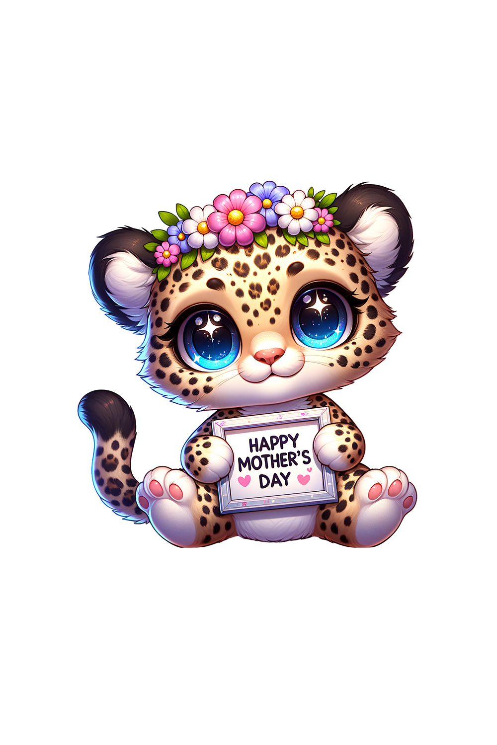 Mother's Day Animal Clipart | Cute Leopard with frame clipart | PNG pinterest preview image.