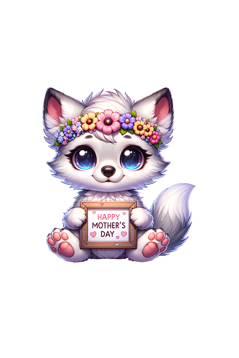 Mother's Day Animal Clipart | Cute Wolf with frame clipart | PNG pinterest preview image.