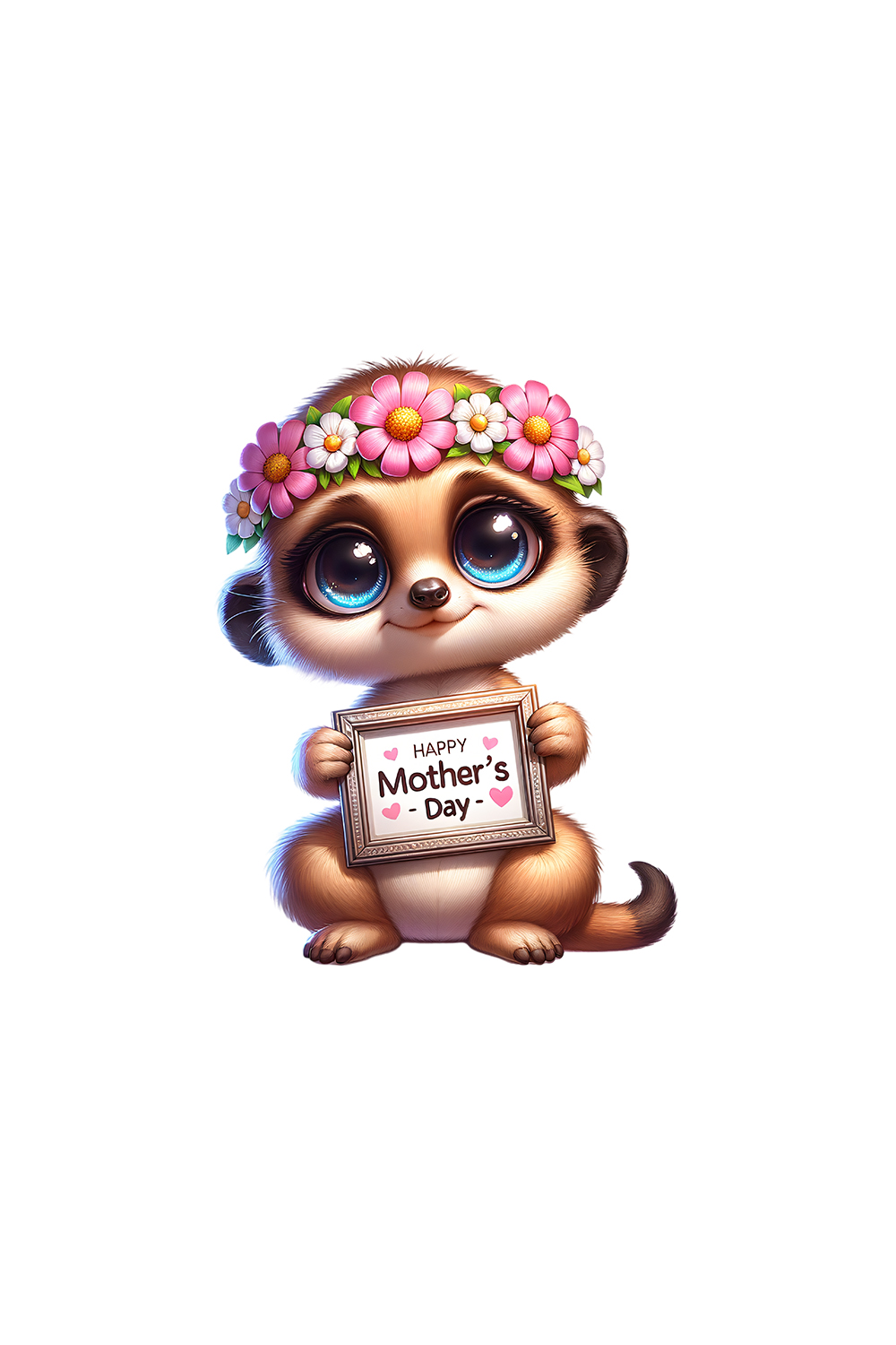 Mother's Day Animal Clipart | Cute Meerkat with frame clipart | PNG pinterest preview image.