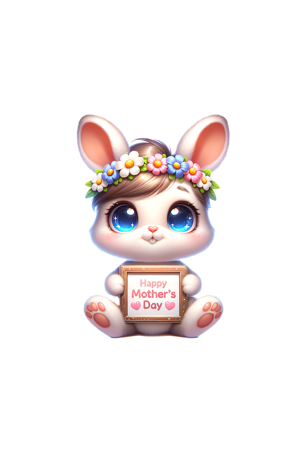 Mother's Day Animal Clipart | Cute Rabbit with frame clipart | PNG pinterest preview image.