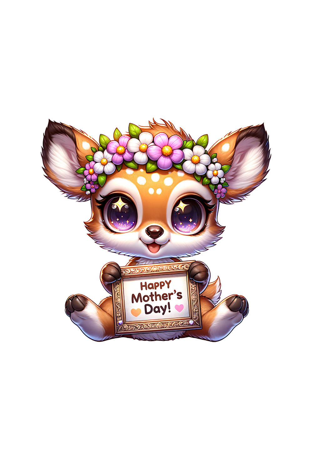 Mother's Day Animal Clipart | Cute Deer with frame clipart | PNG pinterest preview image.