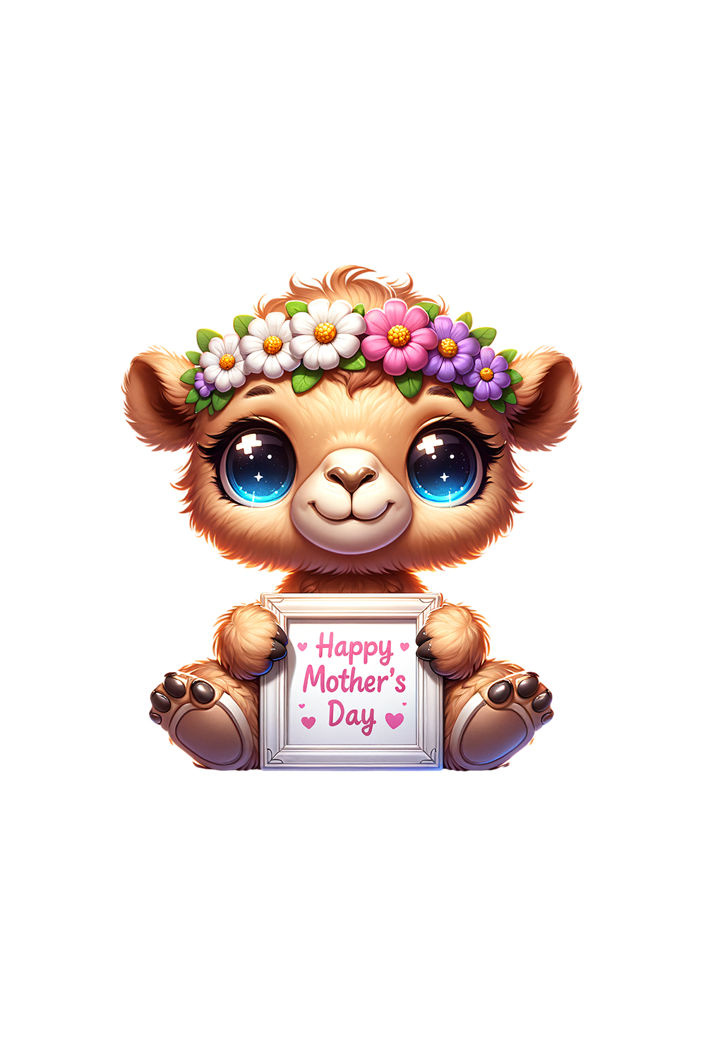 Mother's Day Animal Clipart | Cute Camel with frame clipart | PNG pinterest preview image.