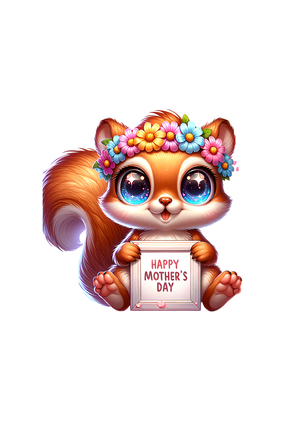 Mother's Day Animal Clipart | Cute Squirrel with frame clipart | PNG pinterest preview image.