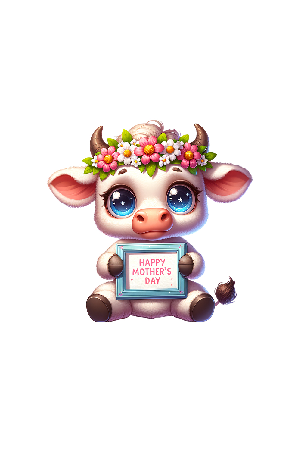 Mother's Day Animal Clipart | Cute Cow with frame clipart | PNG pinterest preview image.