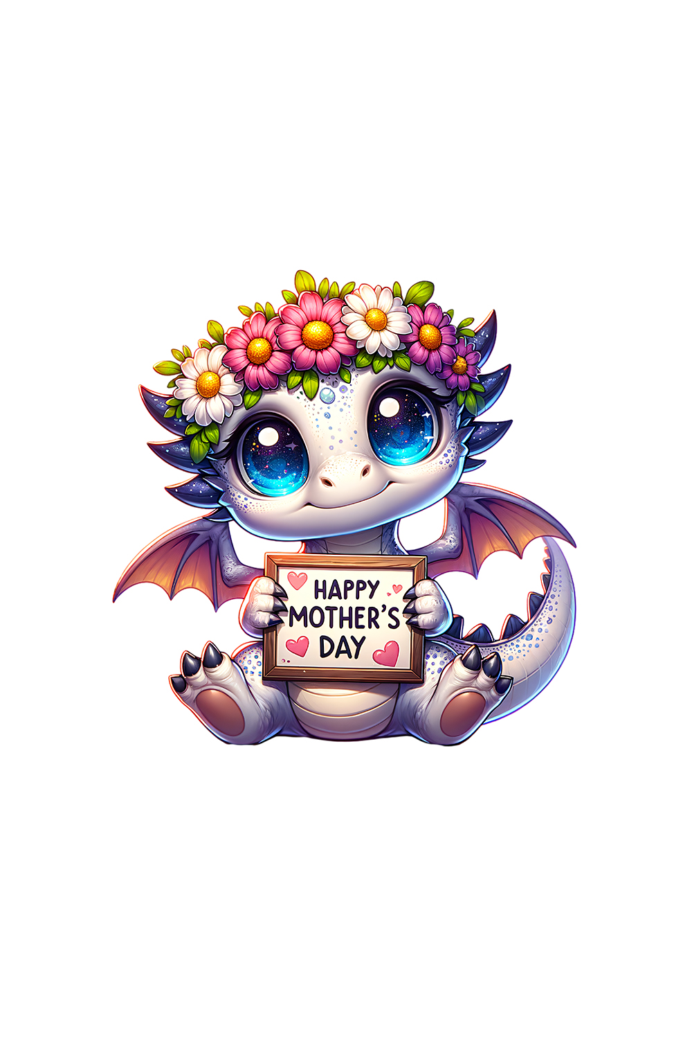 Mother's Day Animal Clipart | Cute Dragon with frame clipart | PNG pinterest preview image.