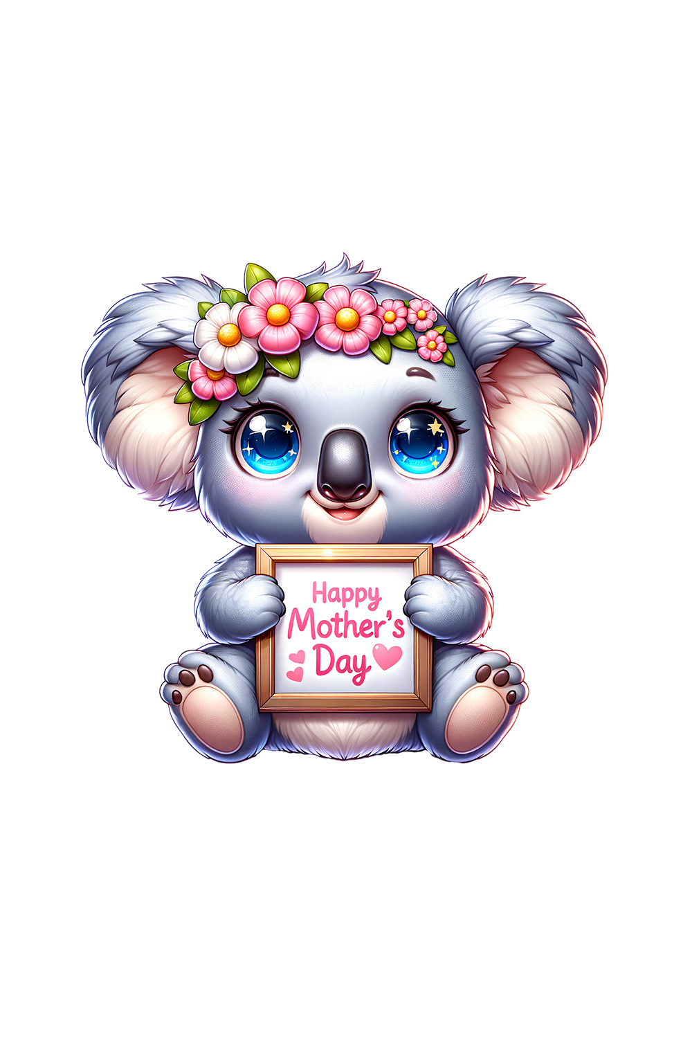 Mother's Day Animal Clipart | Cute Koala with frame clipart | PNG pinterest preview image.