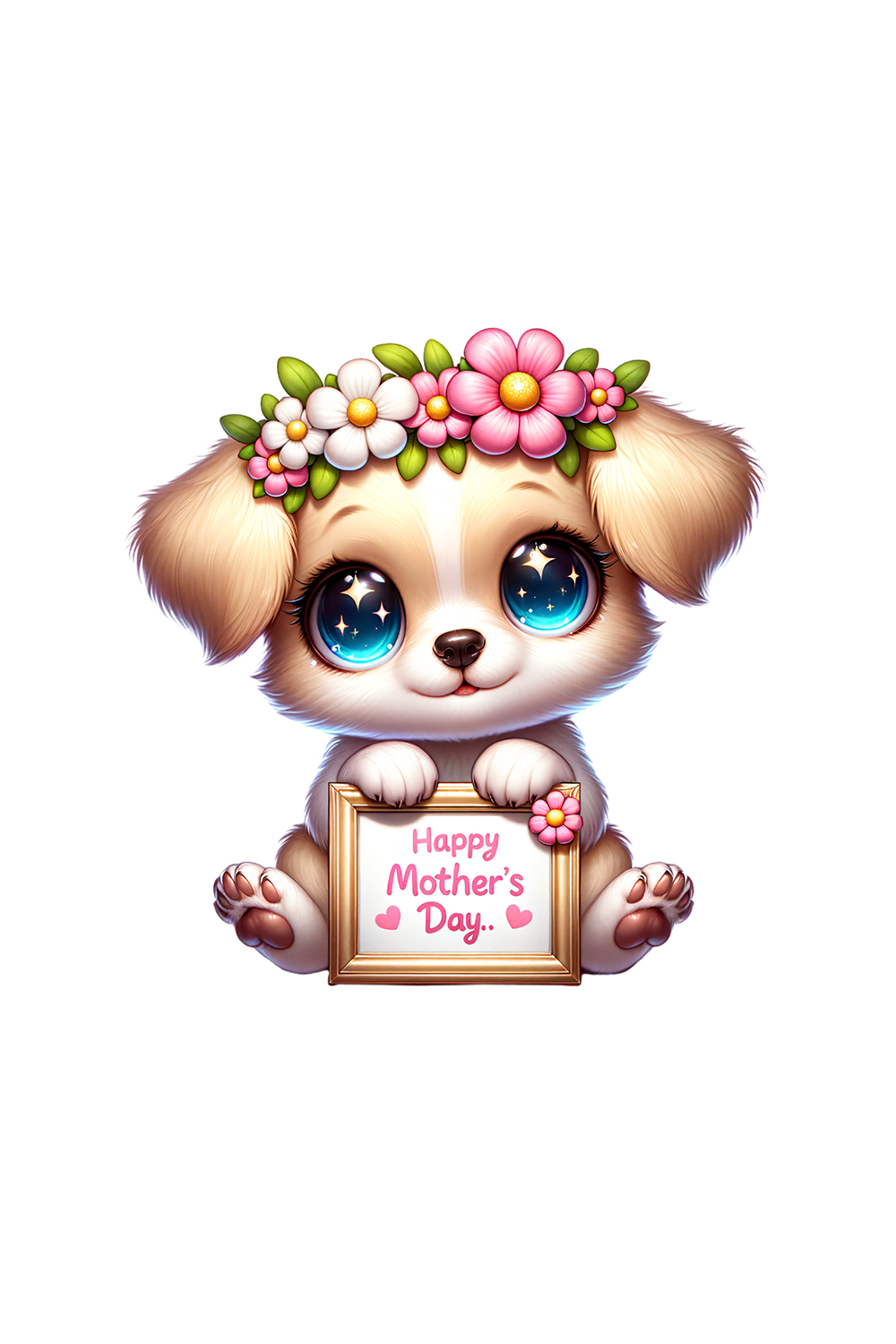 Mother's Day Animal Clipart | Cute Dog with frame clipart | PNG pinterest preview image.