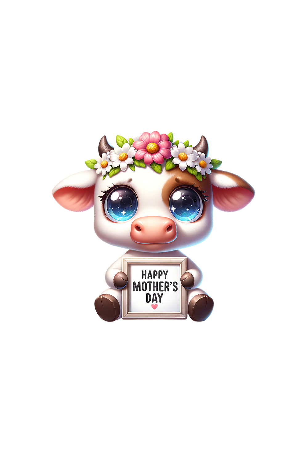 Mother's Day Animal Clipart | Cute Bull with frame clipart | PNG pinterest preview image.