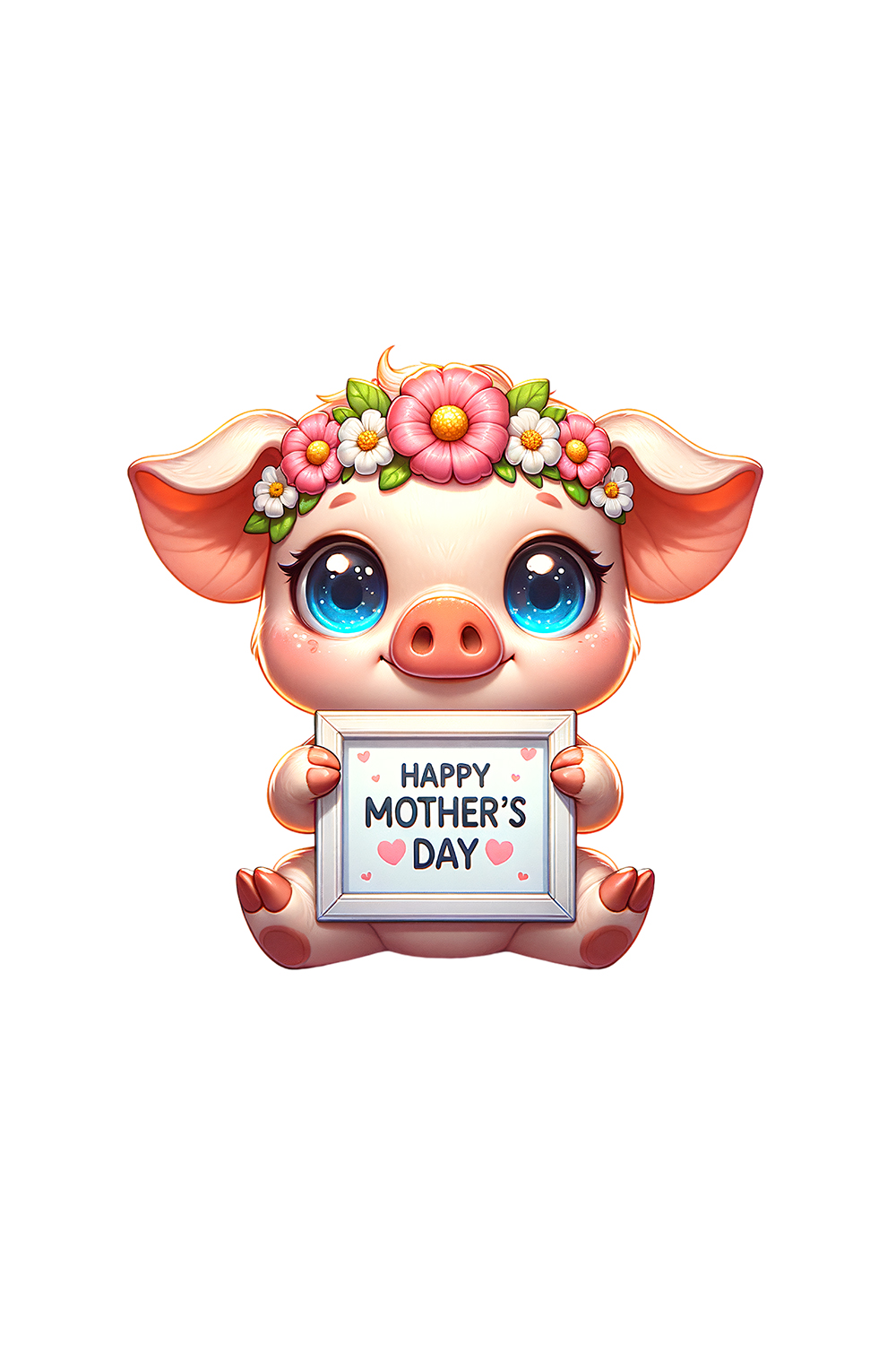 Mother's Day Animal Clipart | Cute Pig with frame clipart | PNG pinterest preview image.