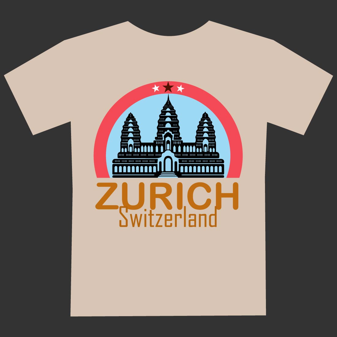 For a festival in Zurich, Switzerland, you might want your T-shirt design to capture the essence of the city and the event cover image.