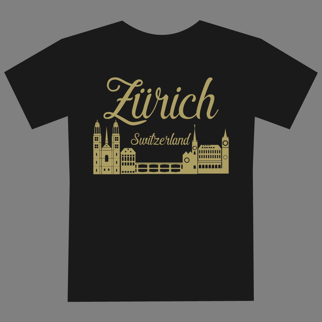 For a festival in Zurich, Switzerland, you might want your T-shirt design to capture the essence of the city and the event preview image.