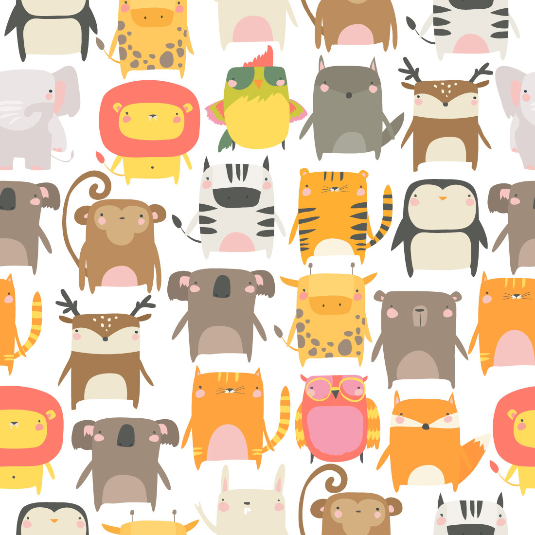 Seamless Pattern with Cute Animals preview image.