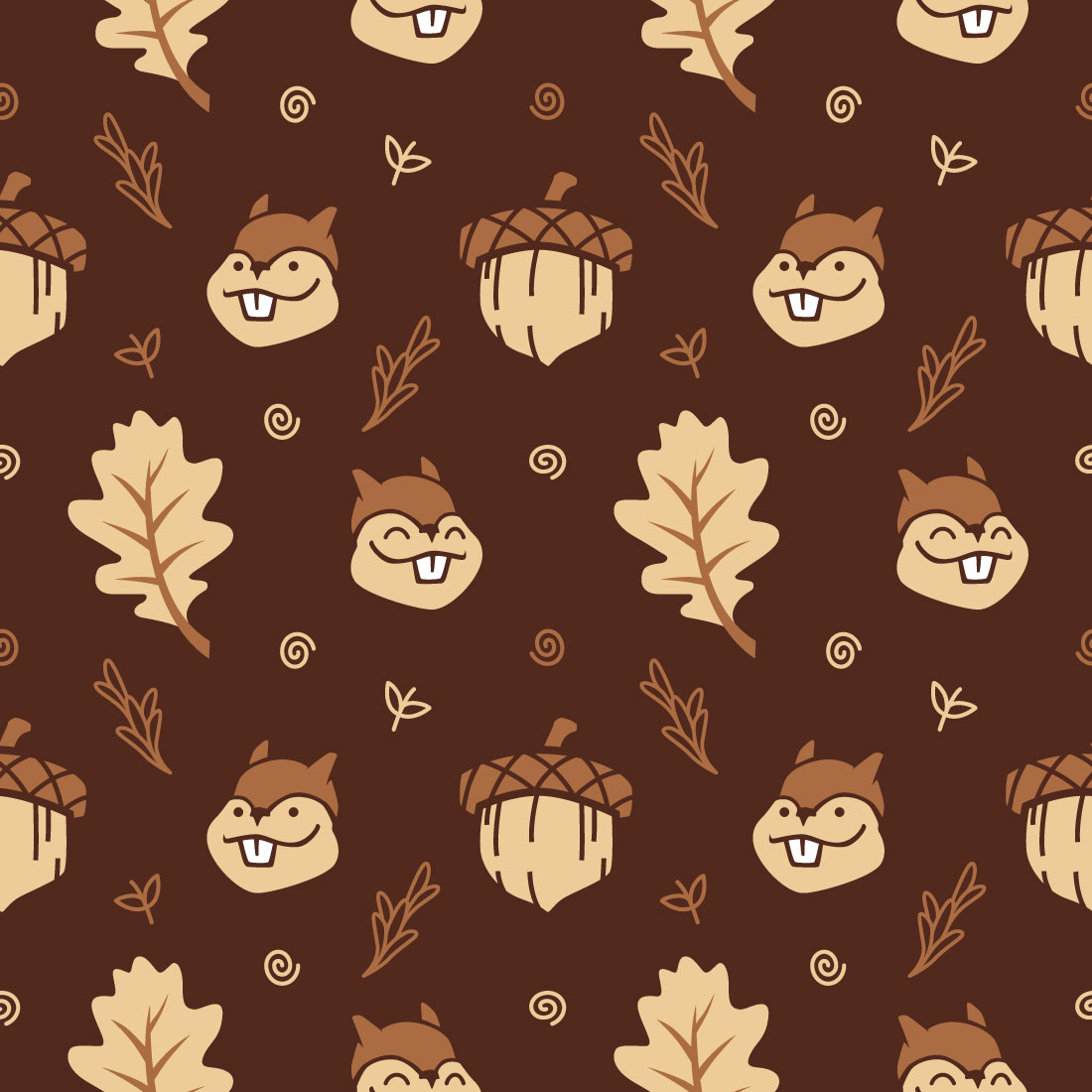 Squirrel Cartoon Vector Seamless Pattern preview image.