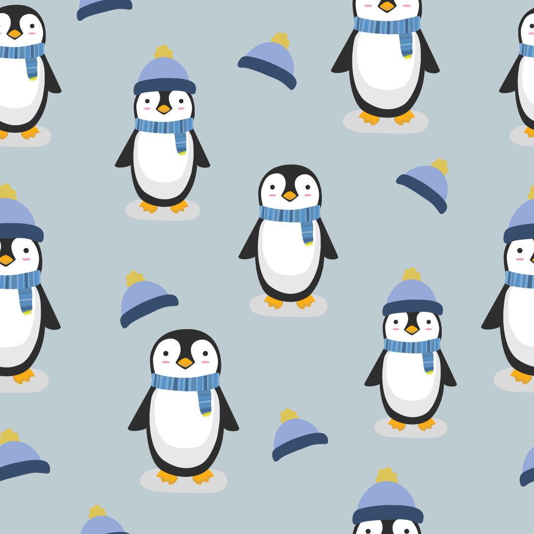 Winter Penguin Seamless Pattern preview image.