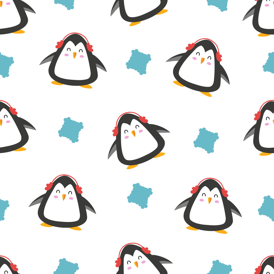 Smiley Penguin Seamless Pattern preview image.