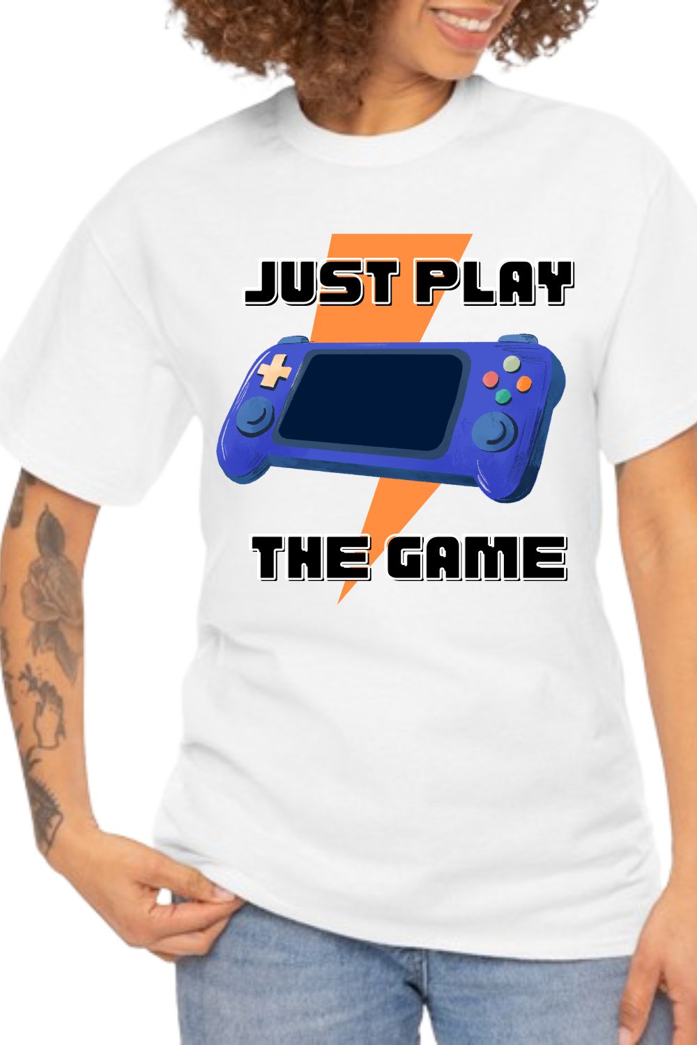 Just play the game t-shirt design pinterest preview image.