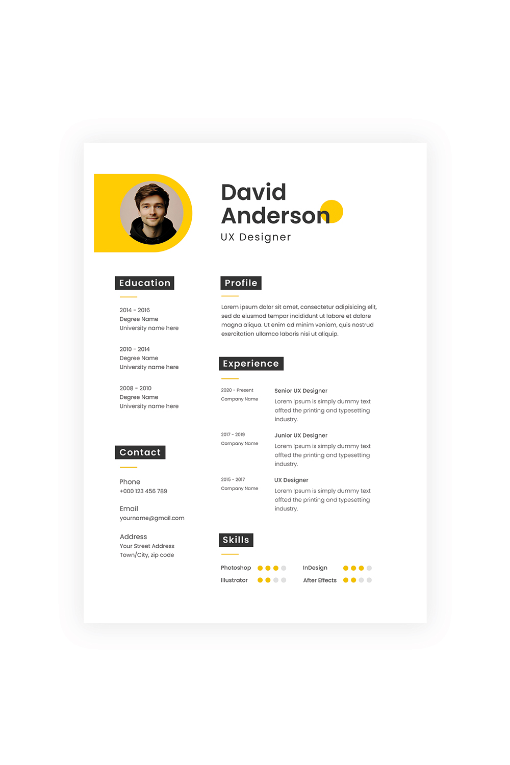Creative UX Designer Resume/CV pinterest preview image.