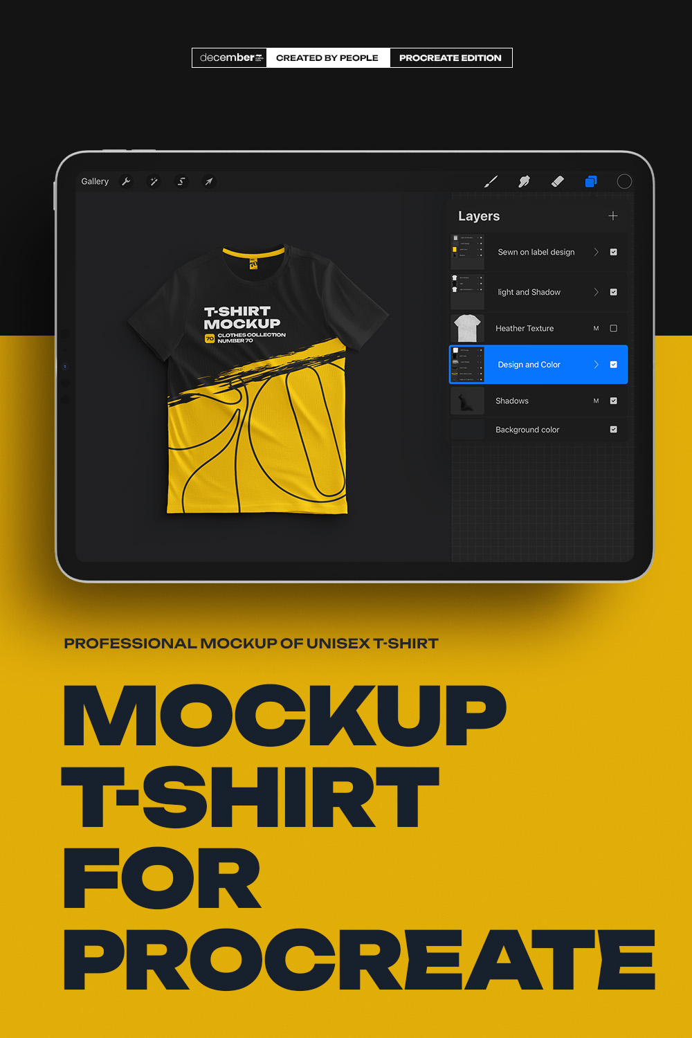 7 Mockups Classic Unisex T-Shirt for Procreate pinterest preview image.