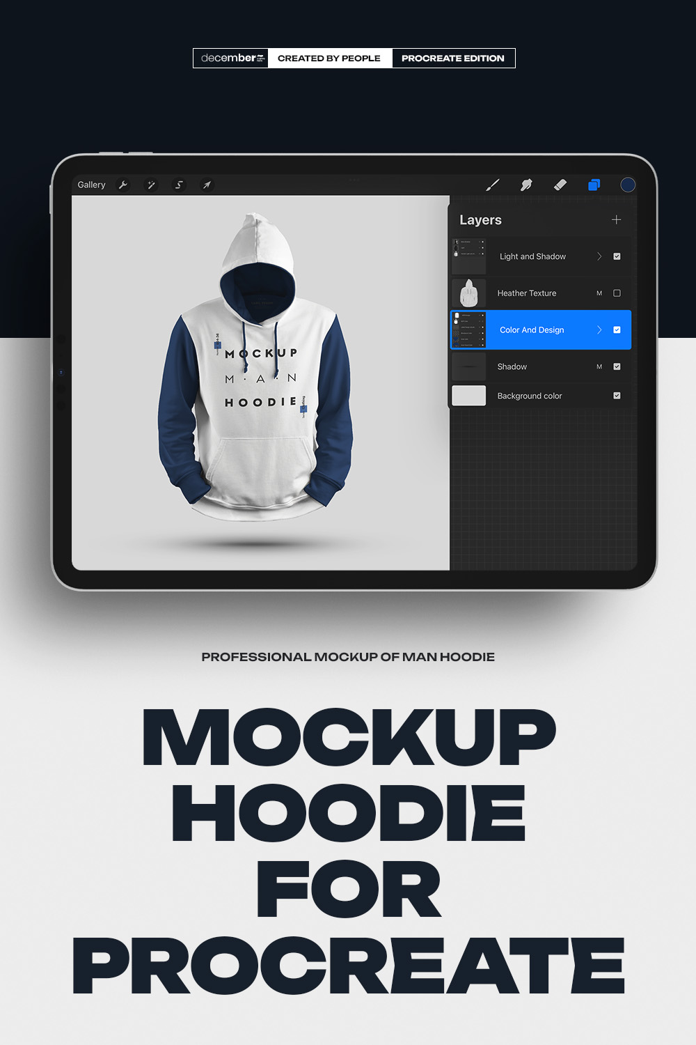 8 Mockups Man Hoodie for Procreate pinterest preview image.
