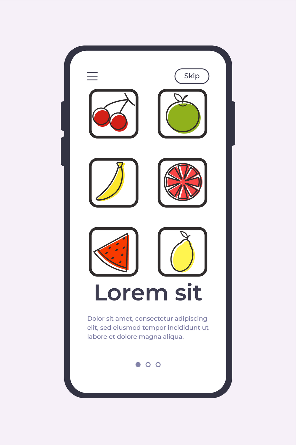 Flat fruit icons pinterest preview image.