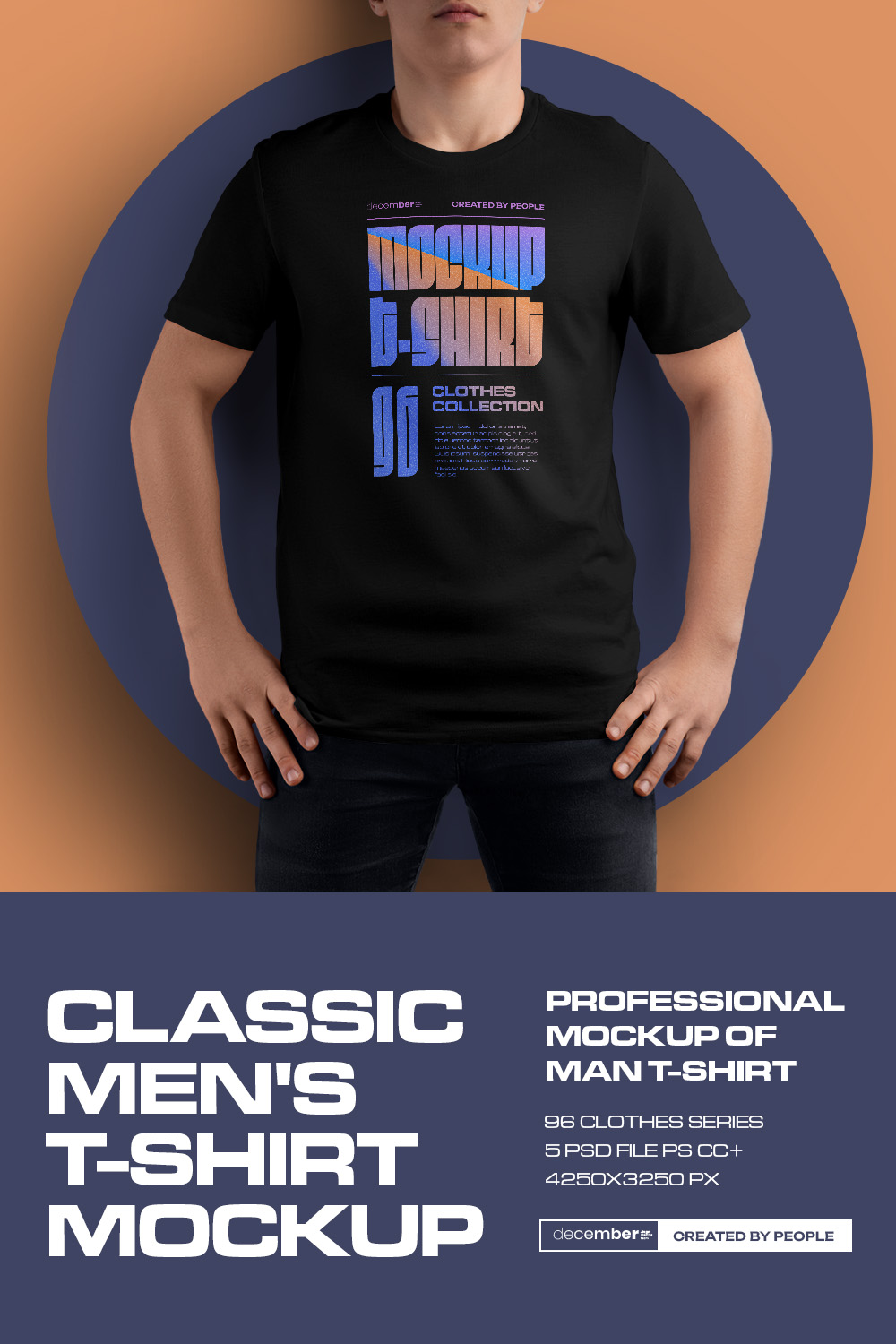 5 Mockups Man T-Shirt pinterest preview image.