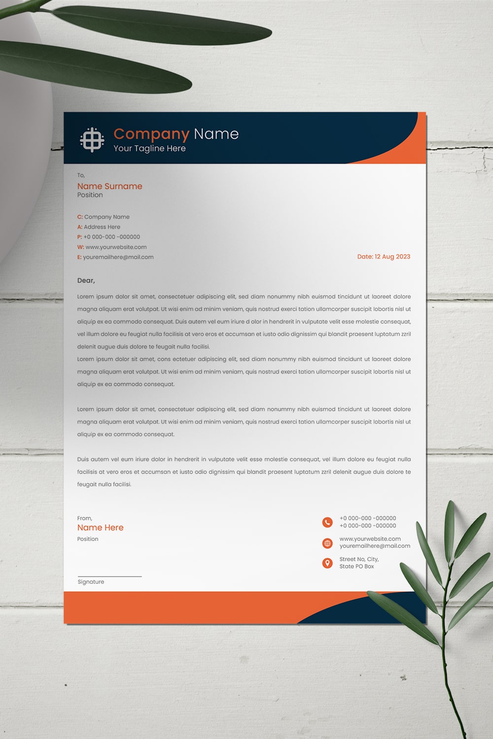 Creative Letterhead Template Design For Your Business pinterest preview image.